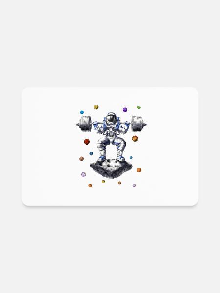 Astronaut Fitness Squats - Rectangle Magnet - white - Front