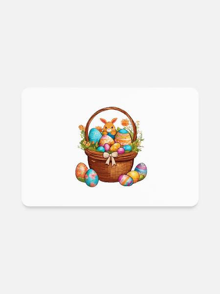 Easter Bunny Basket - Rectangle Magnet - white - Front