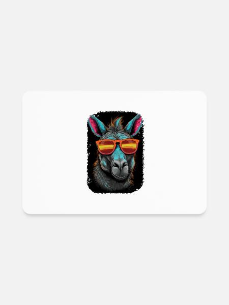 Donkey Art Funky Animal Summer Style Sunglasses - Rectangle Magnet - white - Front