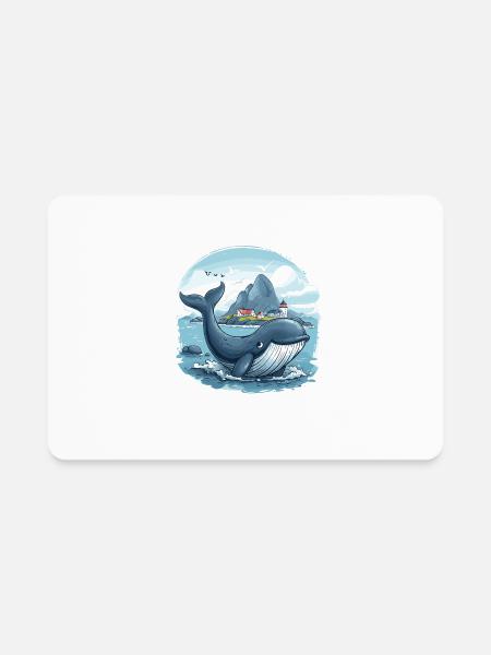 Coastal Village and Giant Whale Scandinavia - Rectangle Magnet - white - Front