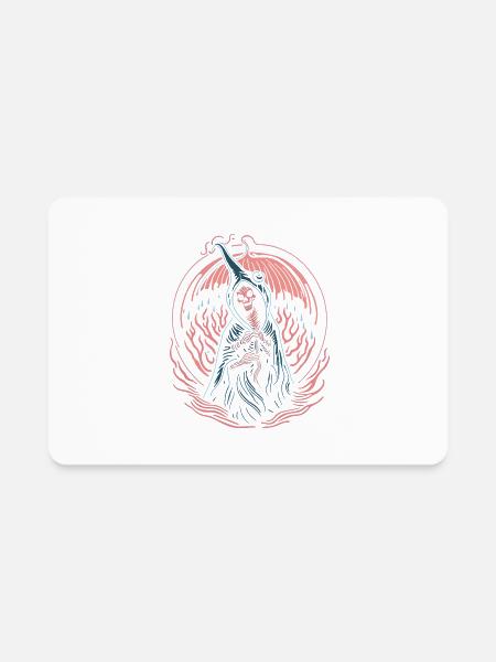 Ghost Tatoo Drawing - Rectangle Magnet - white - Front