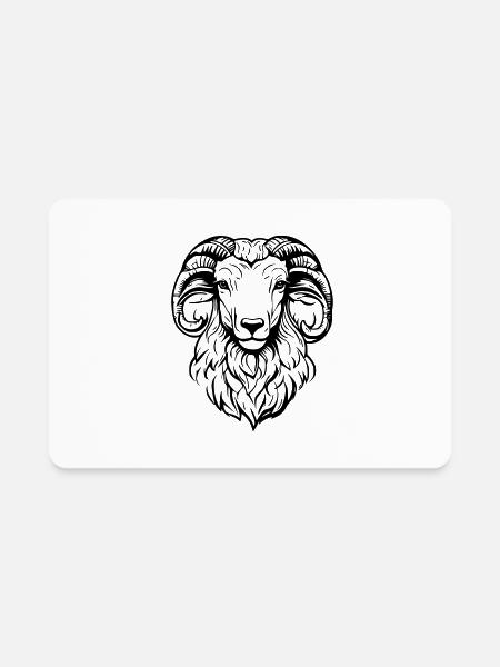 Sleek Elegance: Modern Ram Sheep - Rectangle Magnet - white - Front