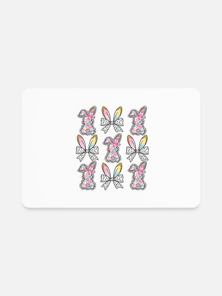 Easter Bunny Coquette, Happy Easter, Cute Bunny - Rectangle Magnet - white - Front