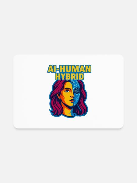 AI Human Hybrid Future Meets Flesh - Rectangle Magnet - white - Front