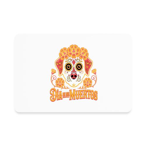 Dia De Los Muertos Dog Skull Flowers - Rectangle Magnet