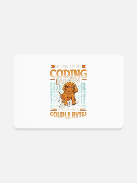 Dog Bytes Code Computer Joke Programming 7 - Rectangle Magnet - white - Front