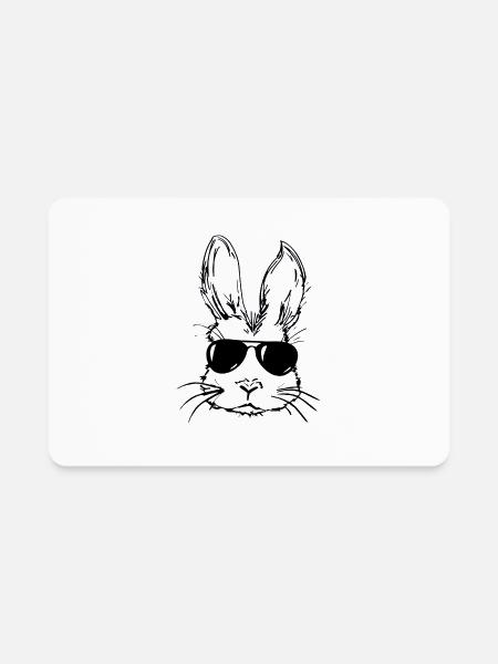 Easter Bunny Sunglasses - Rectangle Magnet - white - Front