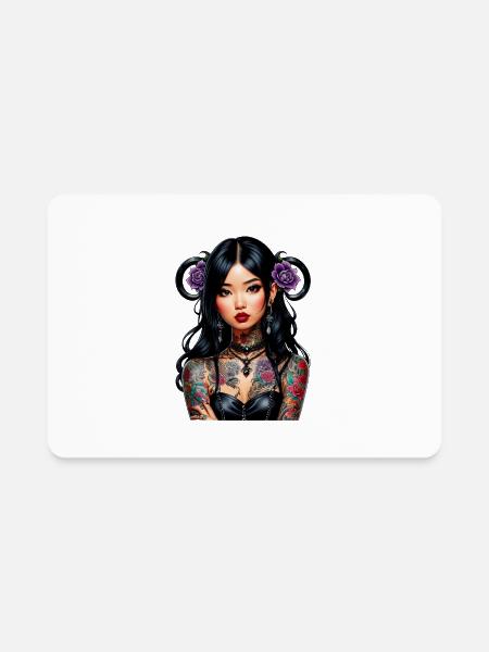 Tattooed Asian Girl - Rectangle Magnet - white - Front