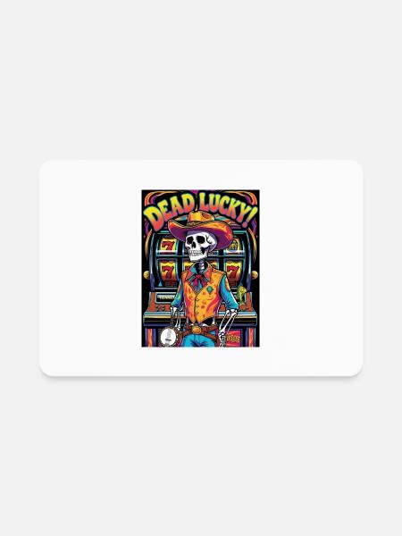 Dead Lucky – Neon Skeleton Cowboy at the Slots - Rectangle Magnet - white - Front