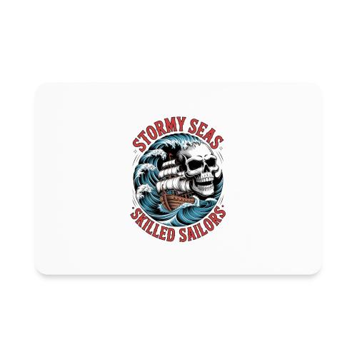 Stormy Seas Skull Pirate Ship Nautical Ocean Waves - Rectangle Magnet