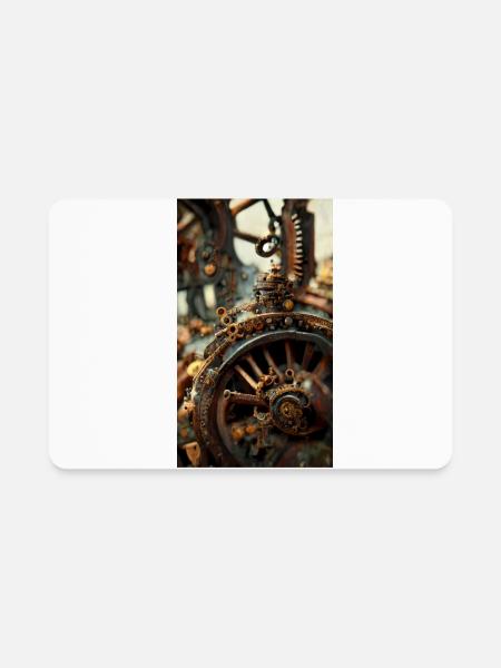 Metal steampunk mechanism of clockwork gears and - Rectangle Magnet - white - Front