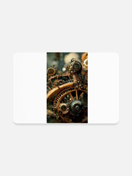 Metal steampunk mechanism of clockwork gears and - Rectangle Magnet - white - Front
