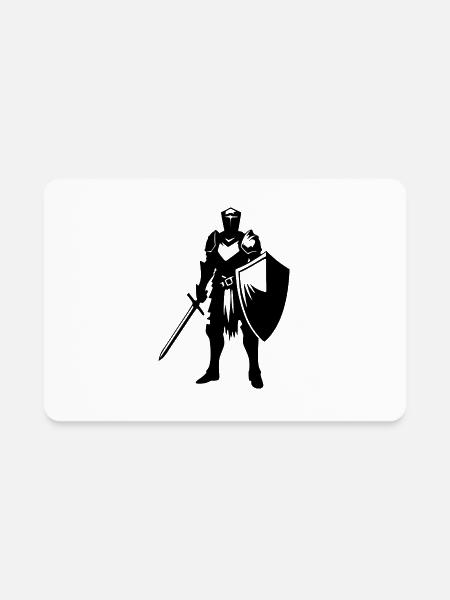 Noble Knight With Shield And Sword - Rectangle Magnet - white - Front