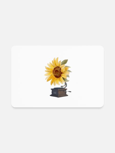 Sunflower Record Player - Rectangle Magnet - white - Front
