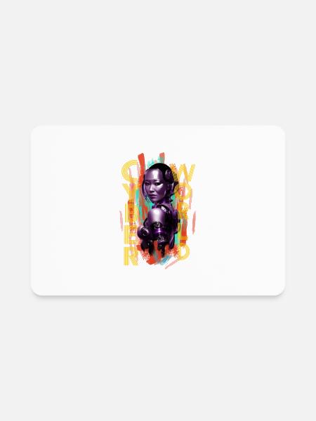 Cyber World - Rectangle Magnet - white - Front