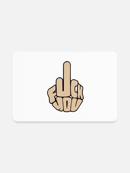 Fuck You Middle Finger - Rectangle Magnet - white - Front