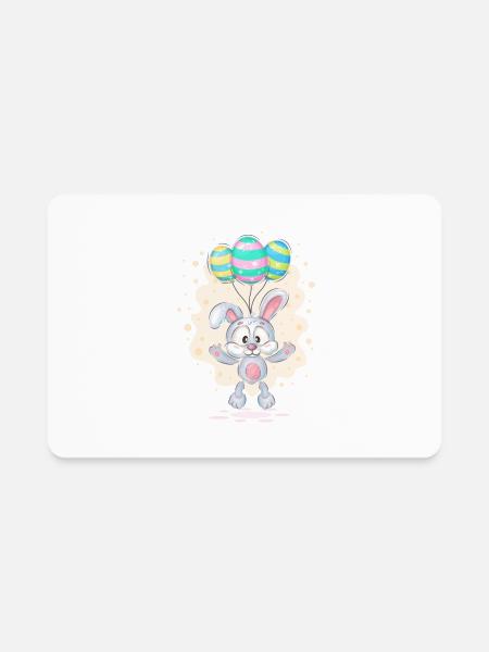 Easter Bunny With Balloons - Rectangle Magnet - white - Front