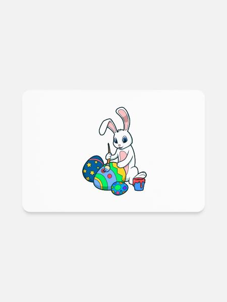 Cute Bunny Painting Easter Eggs Easter Bunny - Rectangle Magnet - white - Front