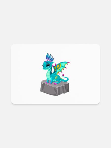 Dragon Cute Blue Bookworm Fantasy Nerd Fantasy - Rectangle Magnet - white - Front