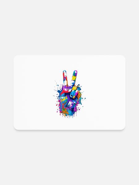 Vibrant Colorful Peace Sign Hand Digital Art - Rectangle Magnet - white - Front