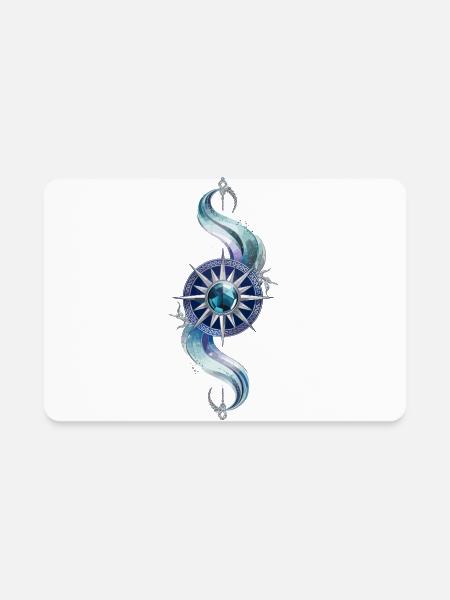  Mystic Ocean Compass Rose Crystal Nautical - Rectangle Magnet - white - Front