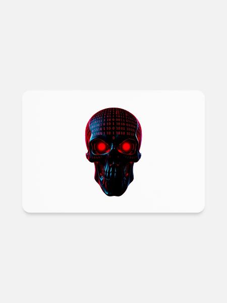 Neon Skull Binary Pulse - Rectangle Magnet - white - Front