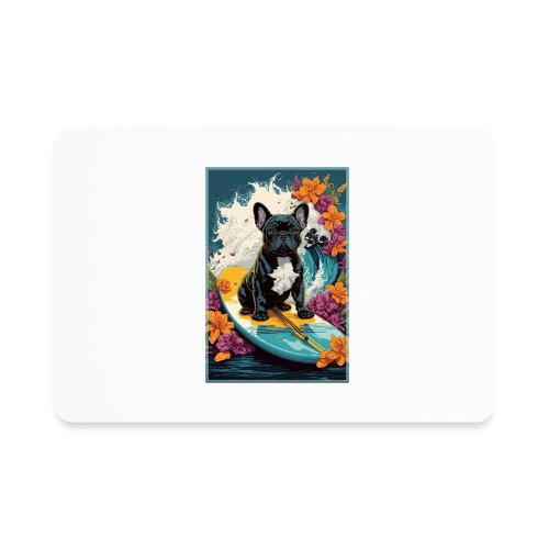 French Bulldog Surfing A Flower Wave - Rectangle Magnet
