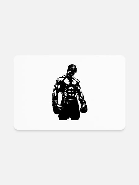 Boxer With Gloves In Concentrated Posture - Rectangle Magnet - white - Front