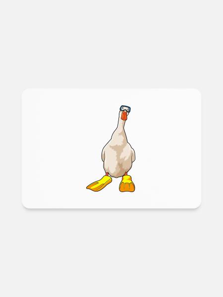 Duck As Diver With Flippers - Rectangle Magnet - white - Front