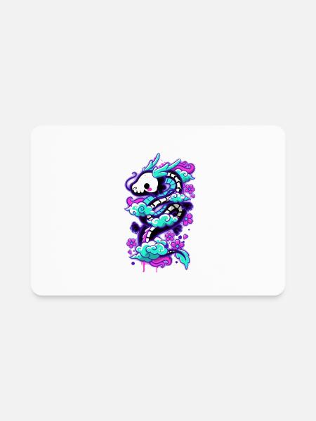 Cyber Ghost Dragon - Rectangle Magnet - white - Front