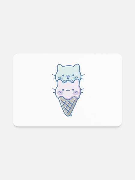 Kawaii Cat Icecream - Rectangle Magnet - white - Front