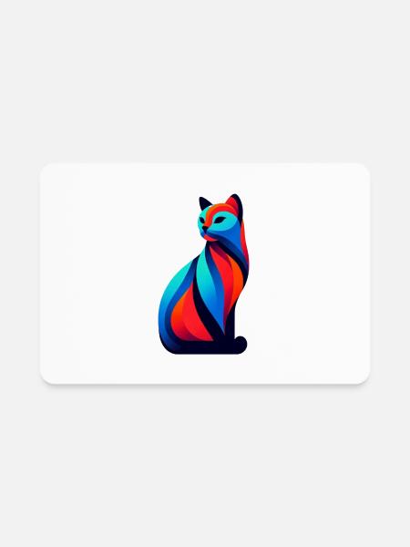 Whimsical, Sleek Cat Graphics - Purrfectly Crafted - Rectangle Magnet - white - Front