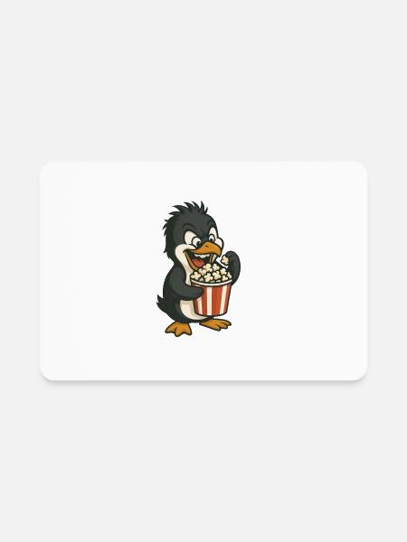 Cool penguin popcorn cinema movie series fan - Rectangle Magnet - white - Front
