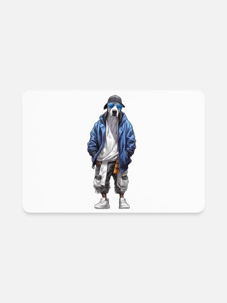 Stylish Dog Character - Rectangle Magnet - white
