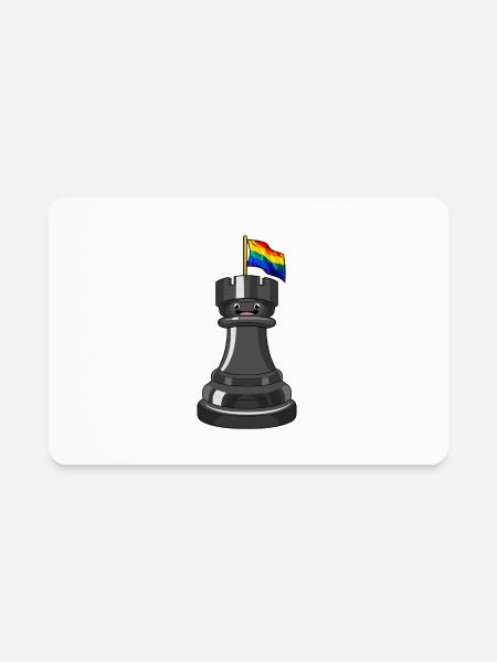 Chess Piece Rook Rainbow Chess - Rectangle Magnet - white - Front