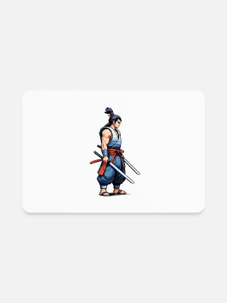 A pixel art of a Samurai - Rectangle Magnet - white - Front