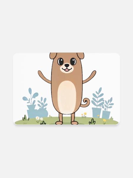 Sunny Garden Pup - Rectangle Magnet - white - Front