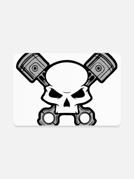 Skull and Pistons - Rectangle Magnet - white - Front