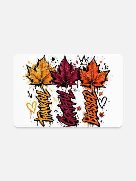 Autumn Graffiti Leaves - Rectangle Magnet - white - Front