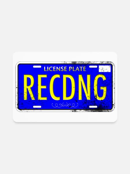 Recording License Plate - Rectangle Magnet - white - Front