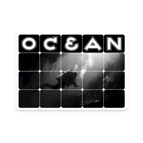 Ocean: Monochrome descent of a scuba diver - Rectangle Magnet