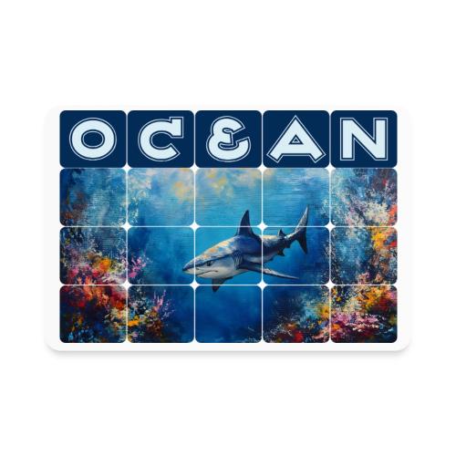 Ocean: Synthwave Shark - Rectangle Magnet