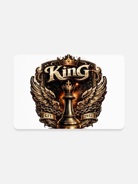 King Chess Crest with Wings - Rectangle Magnet - white - Front