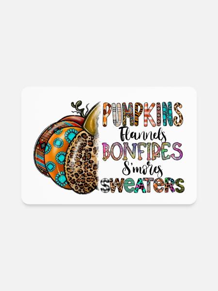 Pumpkins Flannels Bonfires Smores Sweaters - Rectangle Magnet - white - Front