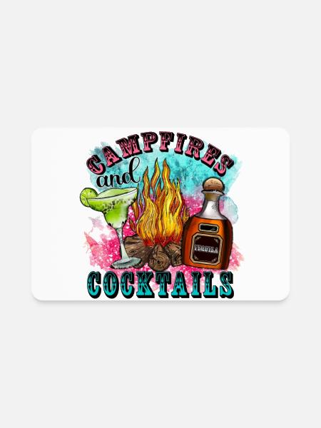 Campfires And Cocktails - Rectangle Magnet - white - Front
