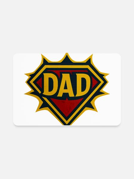 Dad Shield Badge - Rectangle Magnet - white - Front