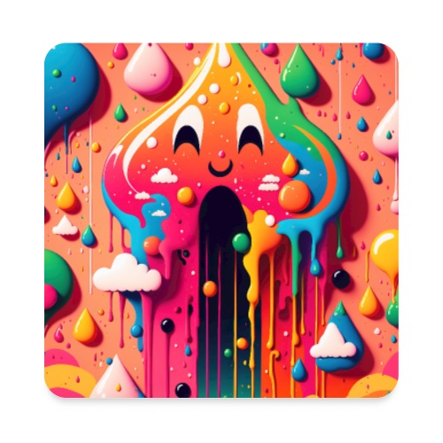 Psychedelic Paint Drip Rainbow Rain Clouds 1.2 - Square Magnet