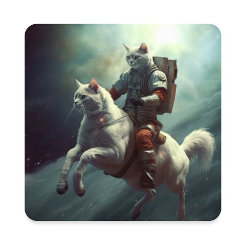 Cat Rider of the Apocalypse II - Weird Painting - Square Magnet