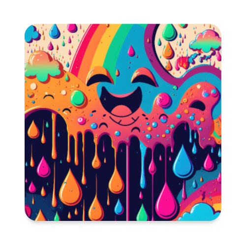 Psychedelic Paint Drip Rainbow Rain Clouds 1.3 - Square Magnet