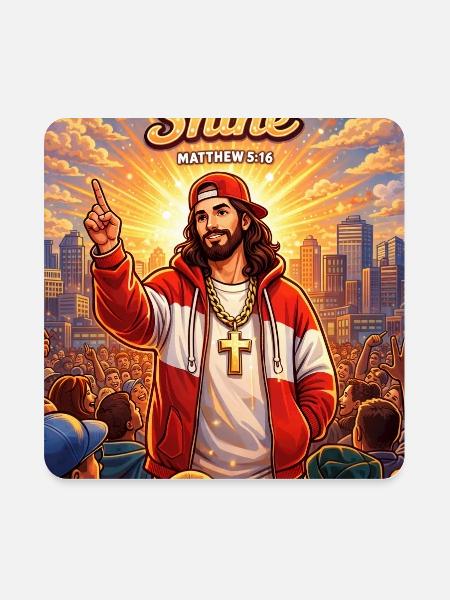 Let Your Light Shine Jesus Rally - Square Magnet - white - Front